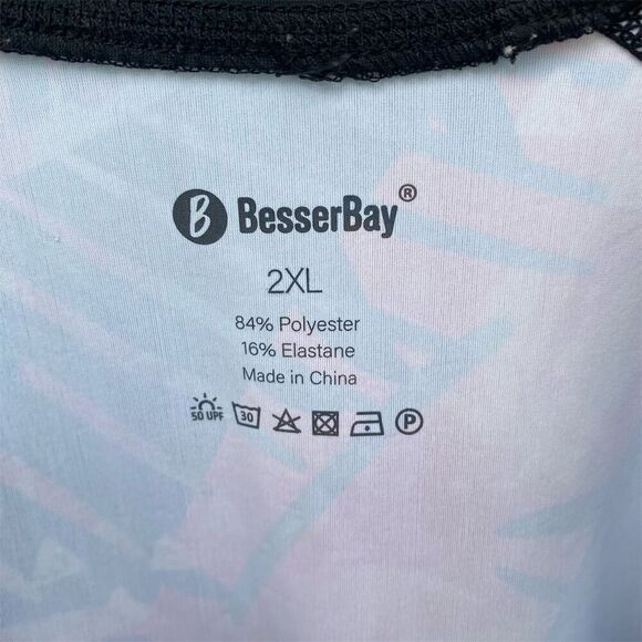 BesserBay Women's 2XL Rash Guard Top Tropical Hawaiian Print Long Sleeve - Picture 8 of 8